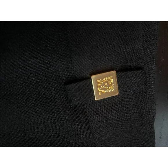 Anne Klein Womens Straight Leg Black Dress Pants Sz 8 Gold Lion Buttons Trousers - Picture 14 of 16